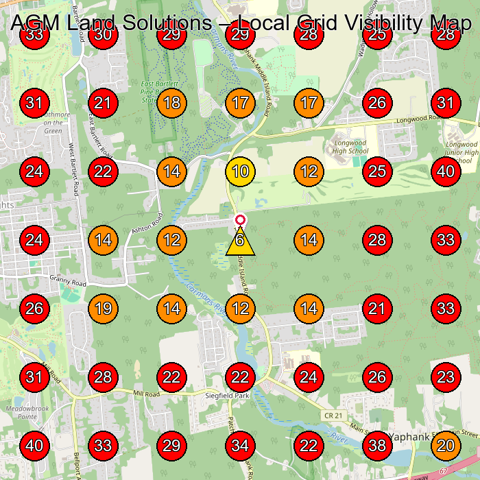 AGM Land Solutions GeoGrid visibility map for Septic System Service in Brookhaven